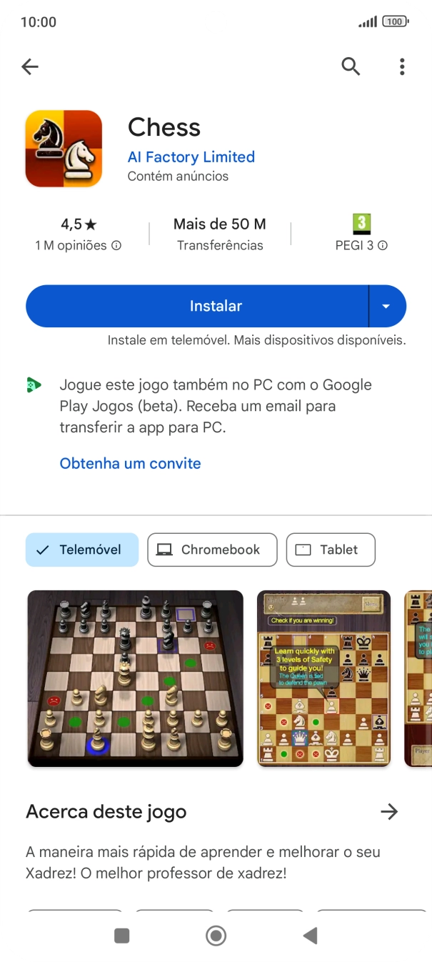 Prima Instalar e siga as indicações no ecrã para instalar a app.