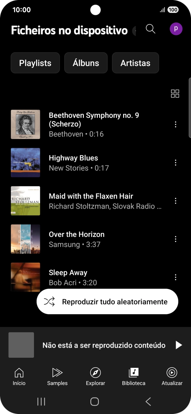 Prima o ficheiro de música pretendido.