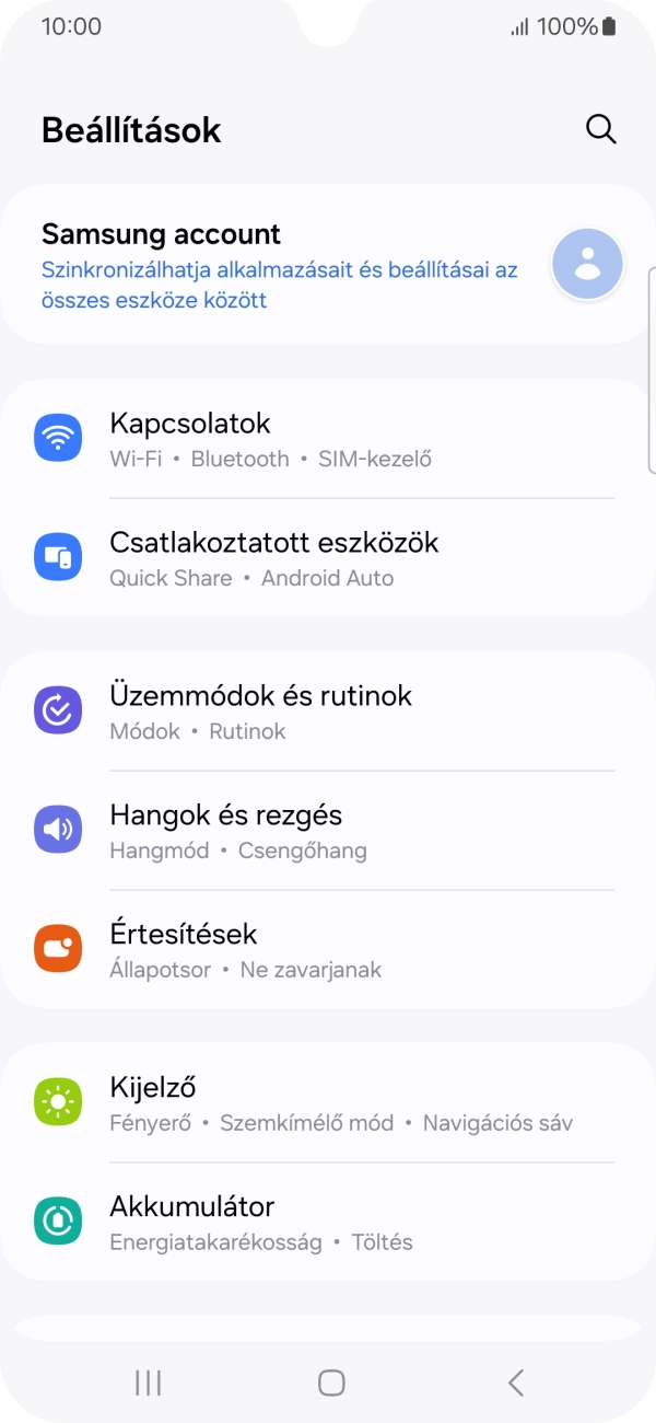 Válaszd a Kapcsolatok lehetőséget.