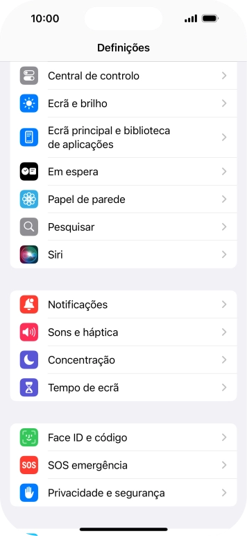 Prima Face ID e código.