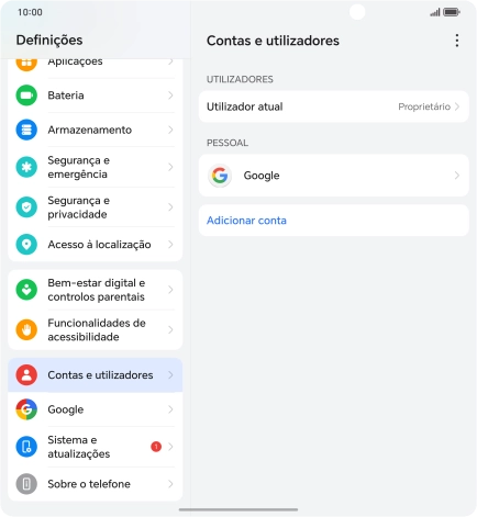 Prima Adicionar conta.