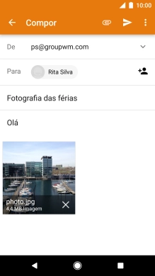 Prima o ícone para enviar quando terminar de escrever o seu e-mail.