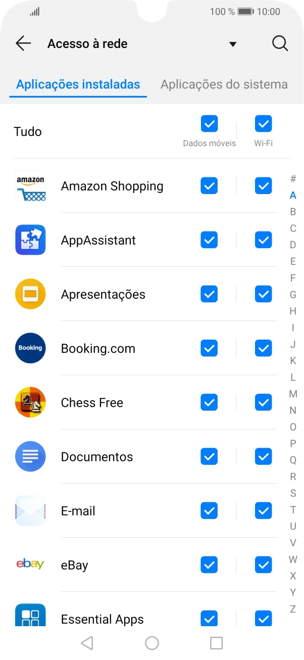 Prima o campo junto ao nome da aplicação na coluna 