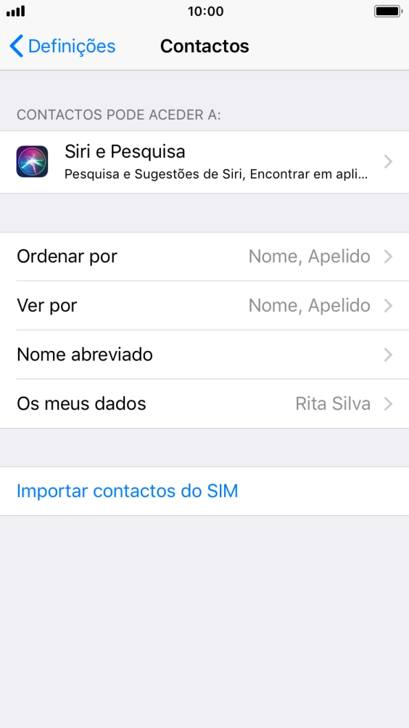 Prima Importar contactos do SIM.