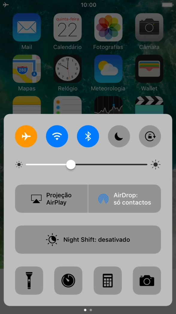 Prima o ícone de modo de voo para ativar ou desativar a função.