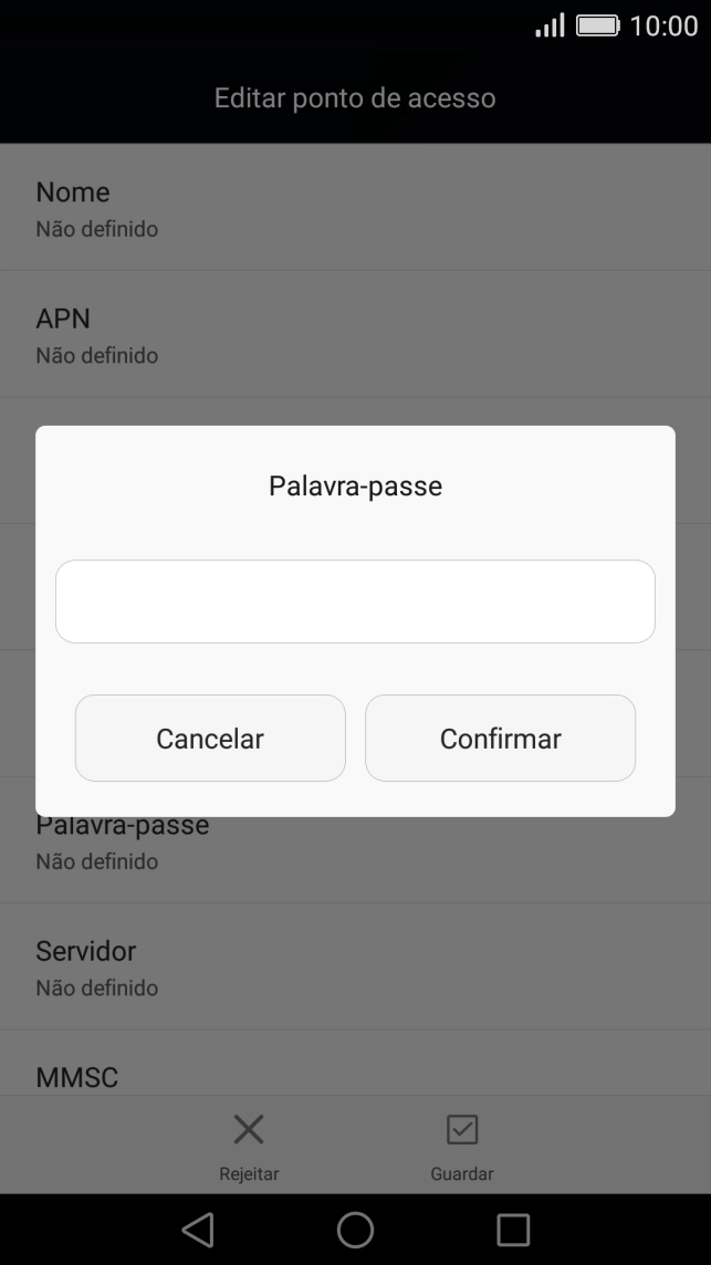 Introduza vodafone e prima Confirmar.