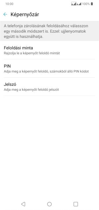 Kattints a kívánt képernyőzár-típusra.