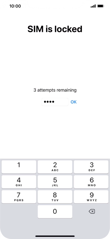 Se o cartão SIM estiver bloqueado, deve introduzir o código PIN e premir OK.