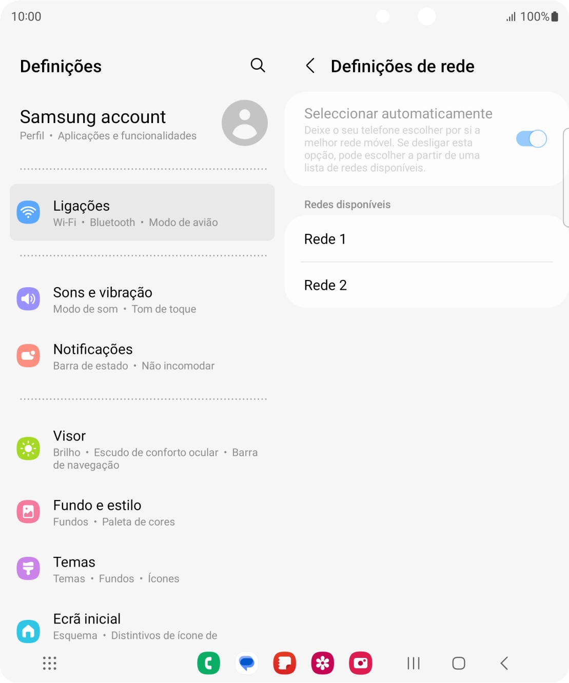 Prima a rede pretendida.