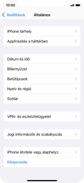 Válaszd az „iPhone átvitele vagy alaphelyz.” lehetőséget.