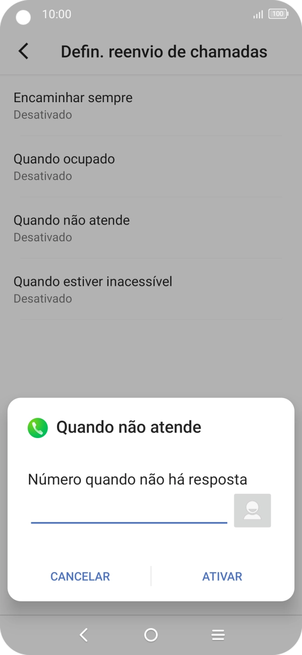 Introduza 123 e prima ATIVAR.