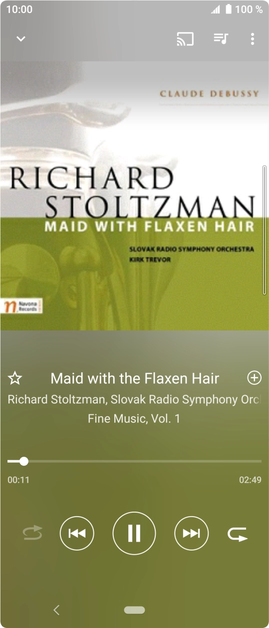 Prima a seta para a direita para ir para o ficheiro de música seguinte.