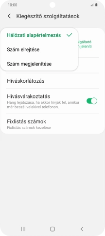 Válaszd a Szám megjelenítése lehetőséget a hívószámküldés bekapcsolásához.