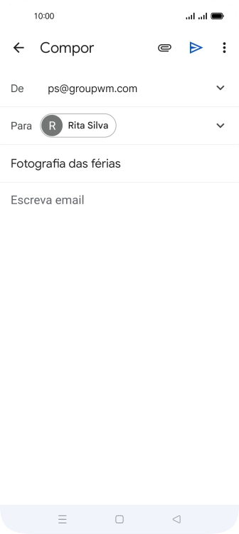Prima o campo de escrita e escreva o texto do e-mail.