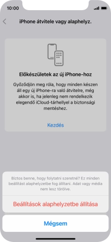 Válaszd a Beállítások alaphelyzetbe állítása lehetőséget. Várj egy kicsit, amíg a telefon visszaállítja a gyári beállításokat. A telefon konfigurálásához és ahhoz, hogy üzemkész állapotba hozd, kövesd a képernyőn megjelenő utasításokat.