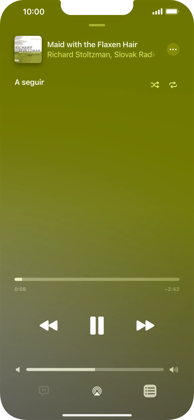 Prima o ícone de reprodução aleatória para ativar ou desativar a função.