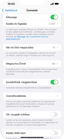 Kattints a „Küldés SMS-ként” melletti csúszkára a funkció be- vagy kikapcsolásához.