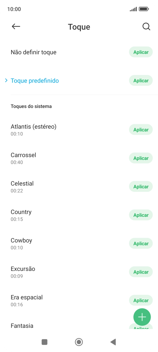 Prima os tons de toque pretendidos para os ouvir.