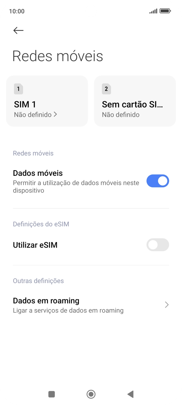 Prima o nome do cartão SIM.