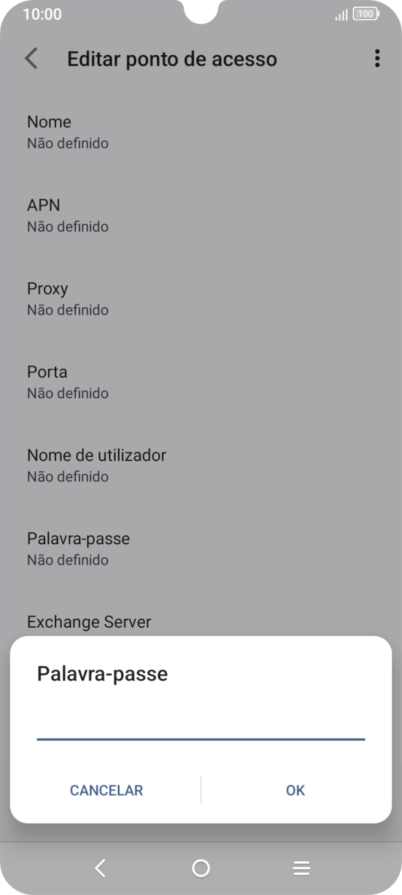 Introduza vodafone e prima OK.