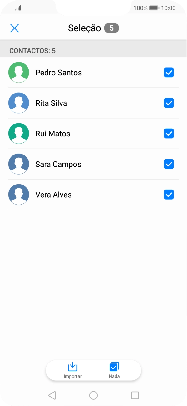 Prima o ícone para aceitar.