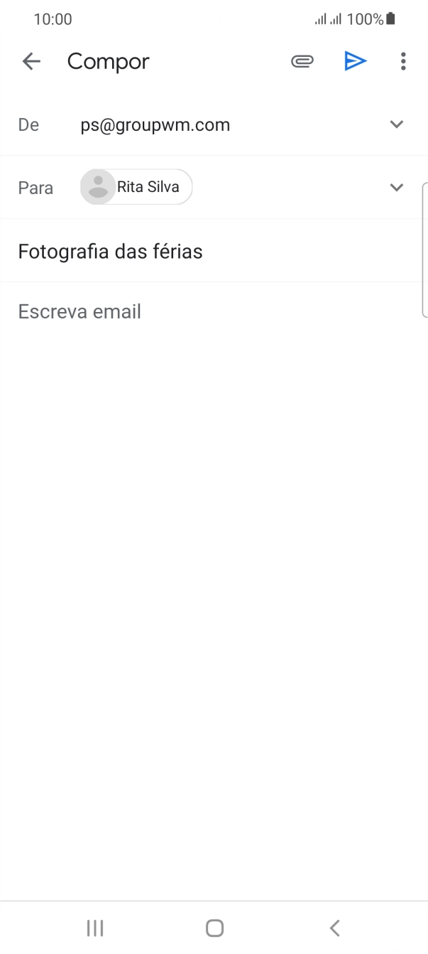Prima o campo de escrita e escreva o texto do e-mail.