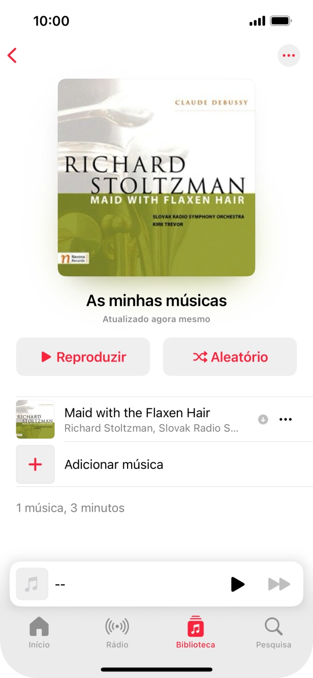 Vá até à categoria ou lista de reprodução pretendida e prima o ficheiro de música pretendido.