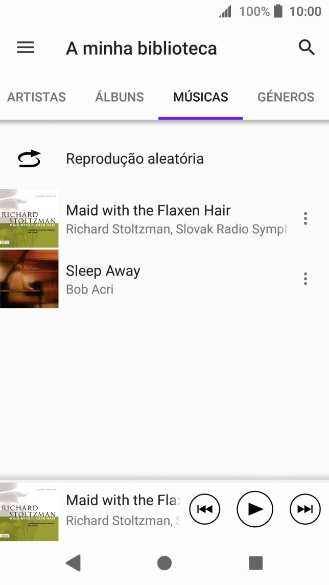 Prima o ficheiro de música pretendido.