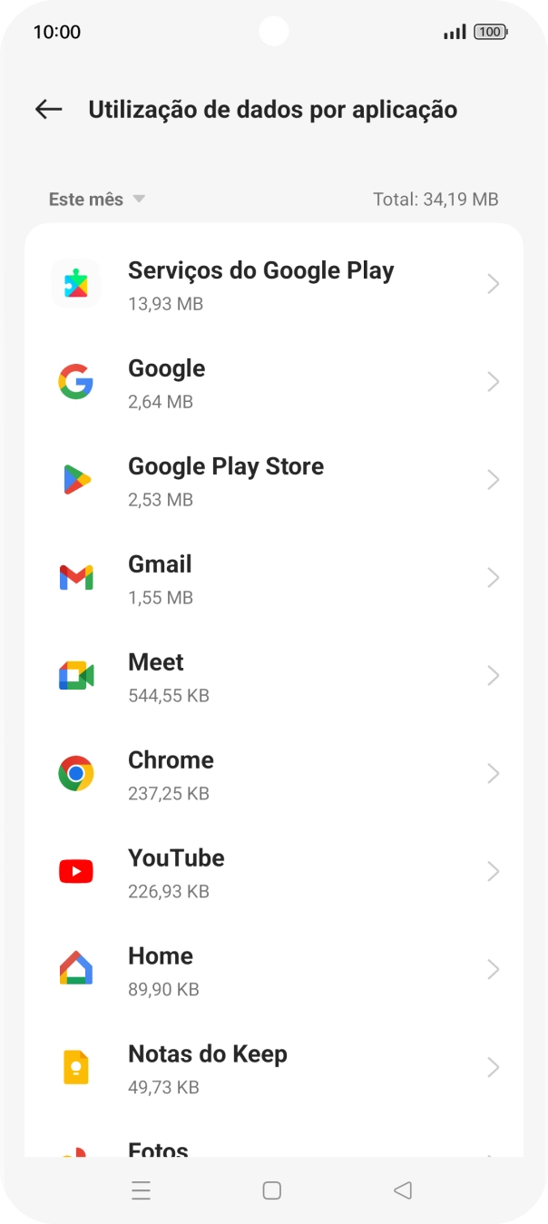Prima a lista suspensa.
