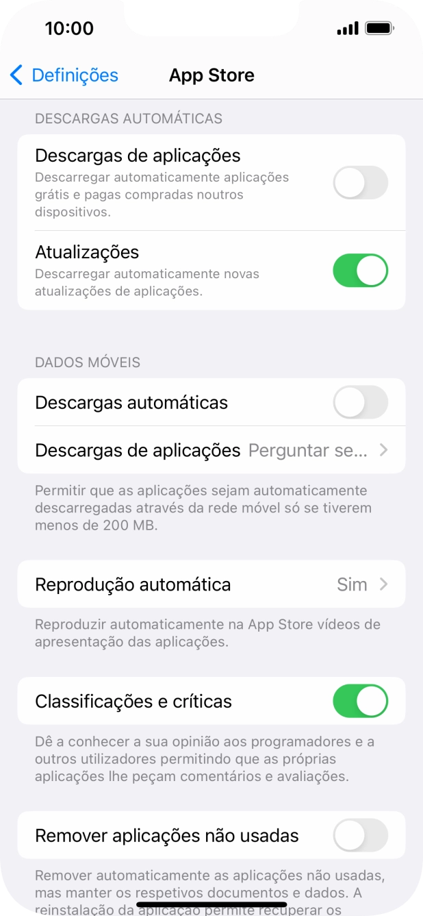 Prima o indicador junto aos tipos de conteúdo pretendidos para ativar ou desativar a função.