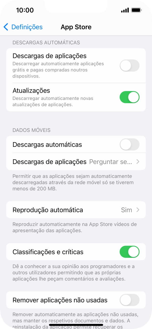 Prima o indicador junto aos tipos de conteúdo pretendidos para ativar ou desativar a função.