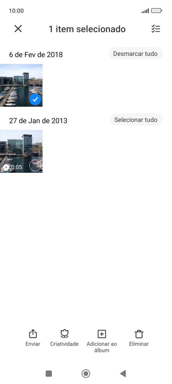 Prima o ícone para selecionar todos.