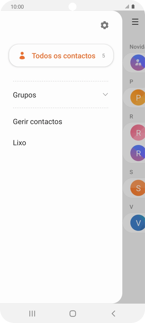 Prima Gerir contactos.