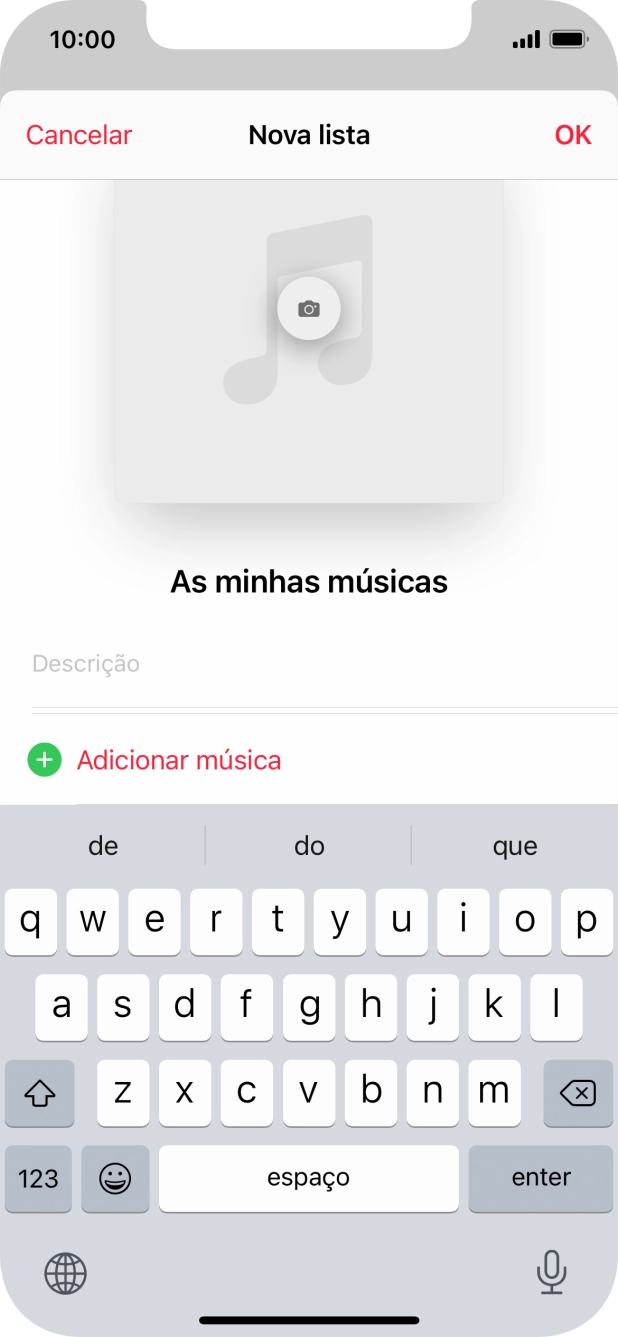 Prima Adicionar música.