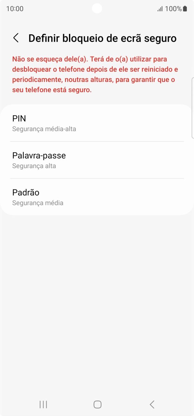 Prima o código de bloqueio do telefone pretendido e siga as indicações no ecrã para estabelecer um código de bloqueio adicional.