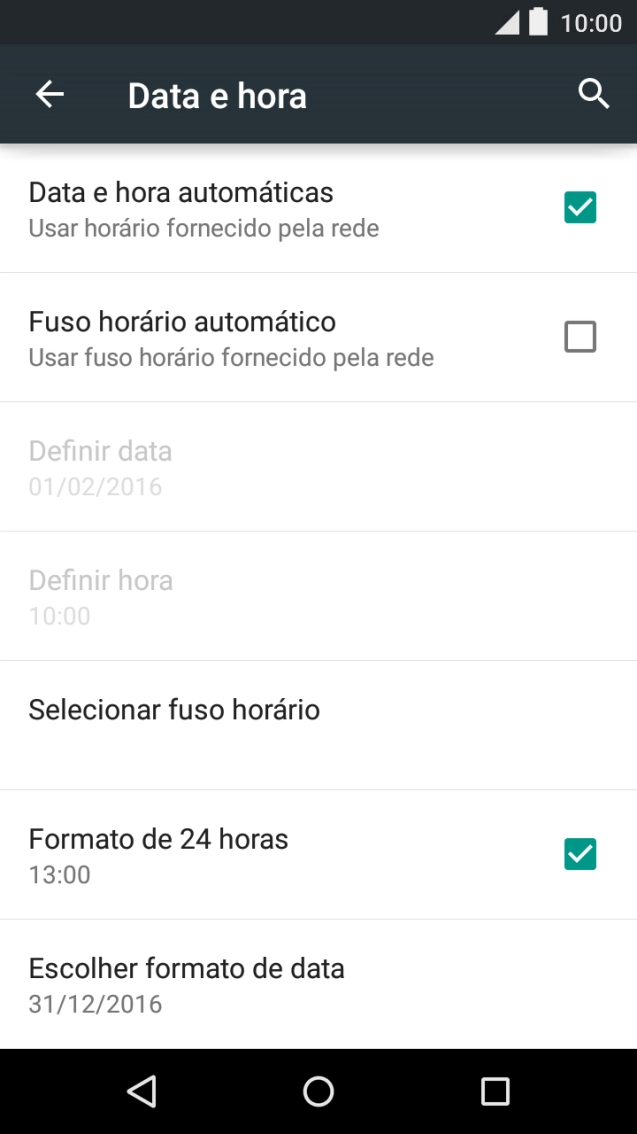 Prima Fuso horário automático para ativar a função.