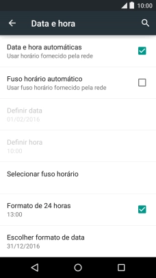 Prima Fuso horário automático para ativar a função.