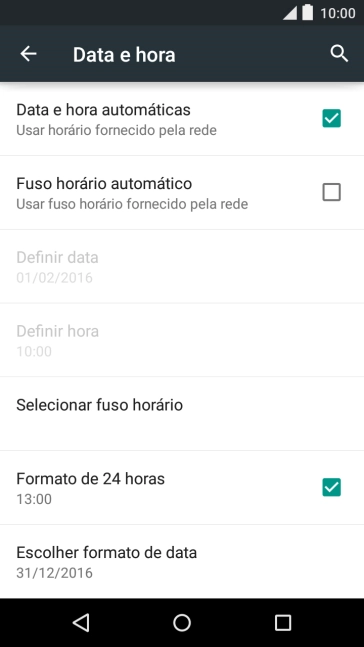 Prima Fuso horário automático para ativar a função.
