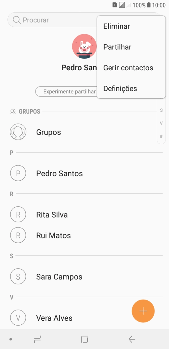 Prima Gerir contactos.