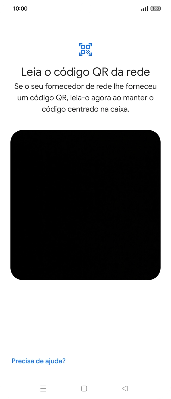 Para scanear o código QR enviado, enquadre-o na moldura da câmara do telefone.