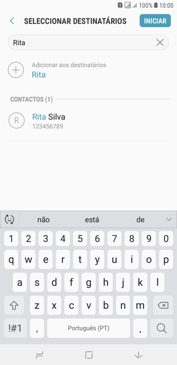 Prima o contacto pretendido.