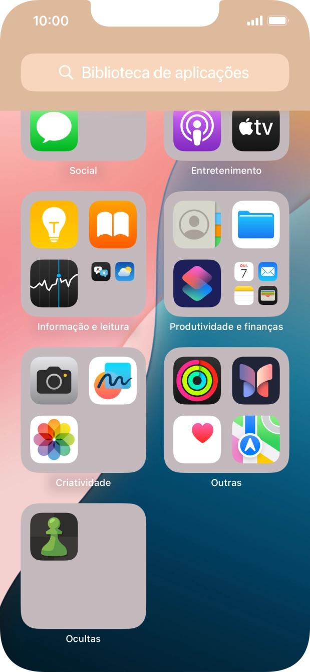 Mantenha premida por um momento a app pretendida.
