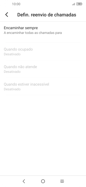 Prima o tipo de desvio pretendido.