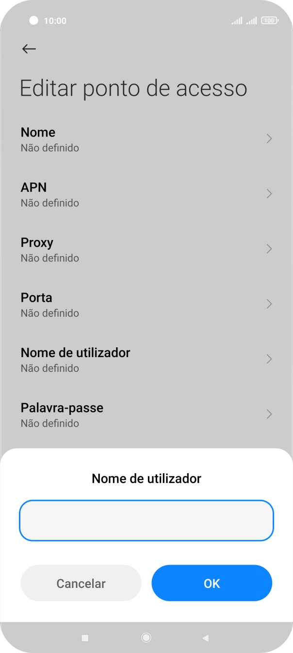 Introduza vodafone e prima OK.