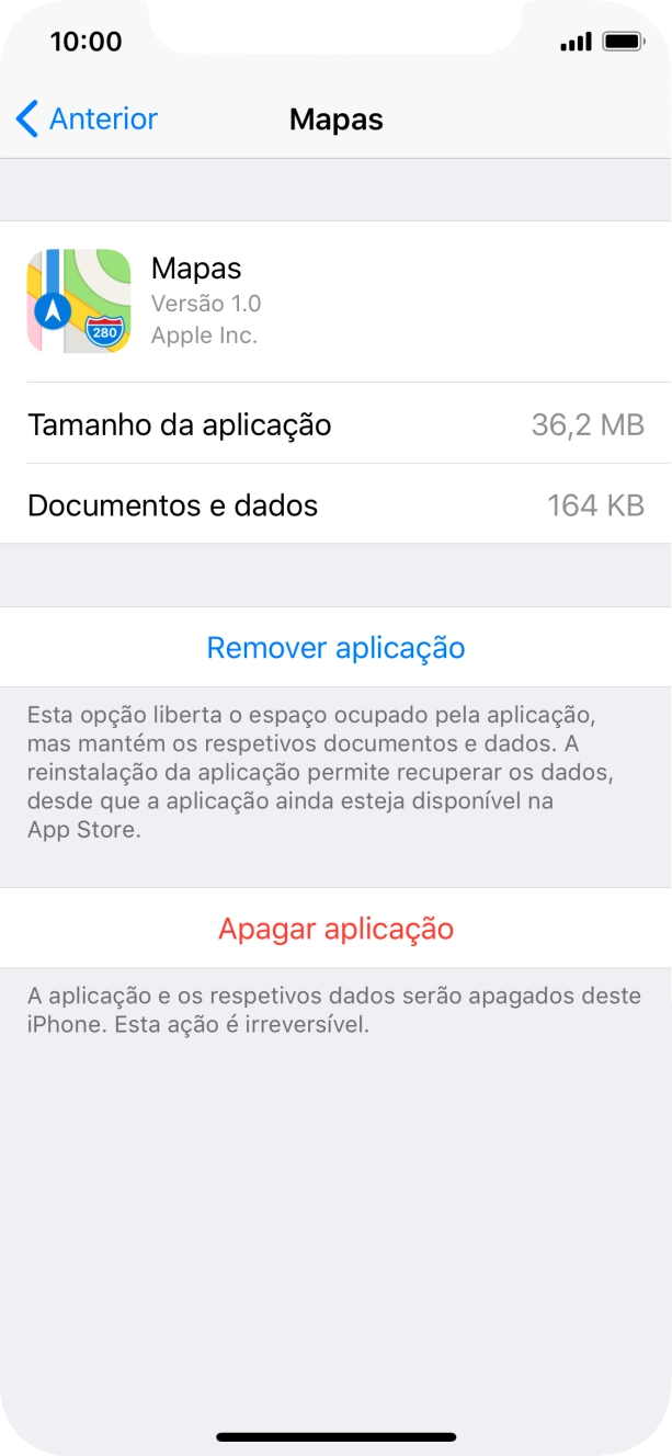 Prima Remover aplicação.