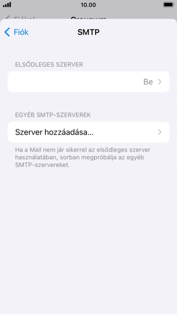 Kattints az „ELSŐDLEGES SZERVER” alatti mezőre.