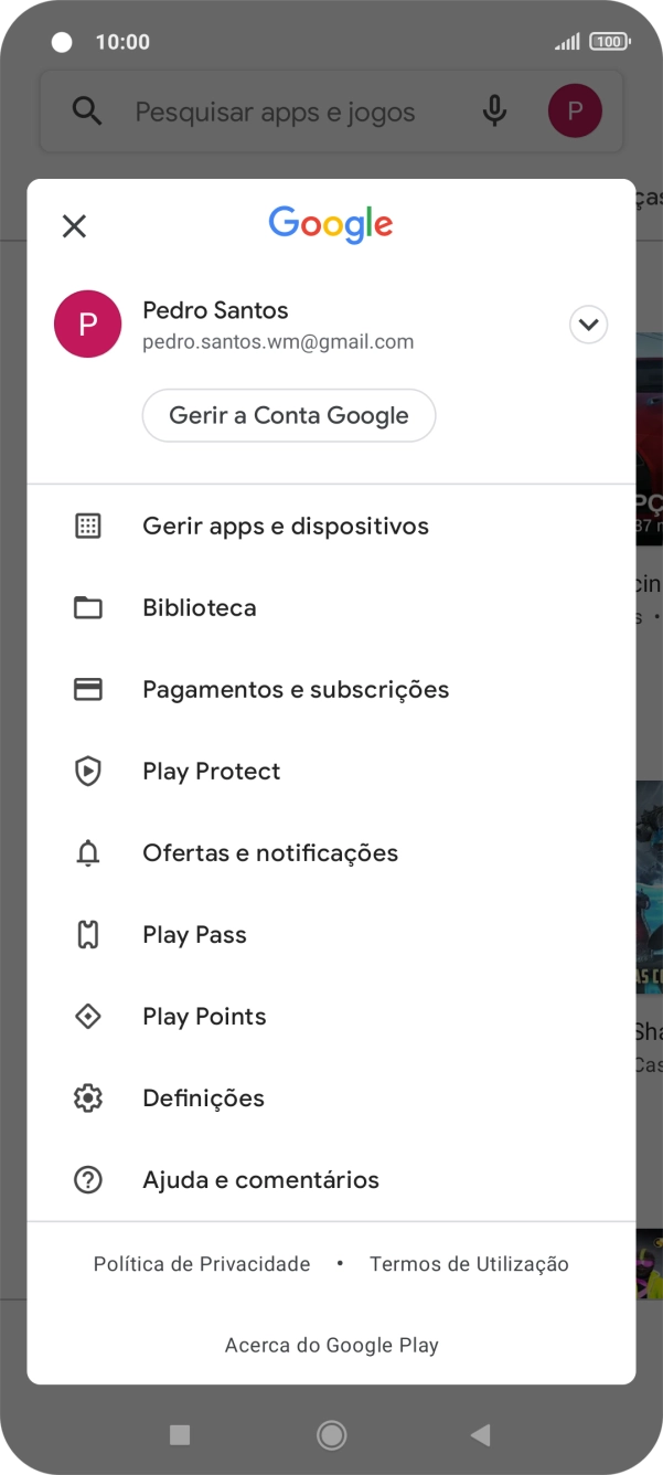 Prima Gerir apps e dispositivos.
