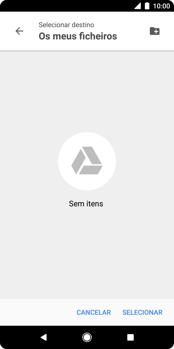 Se quiser criar uma nova pasta, prima o ícone de nova pasta e siga as indicações no ecrã para criar uma nova pasta.