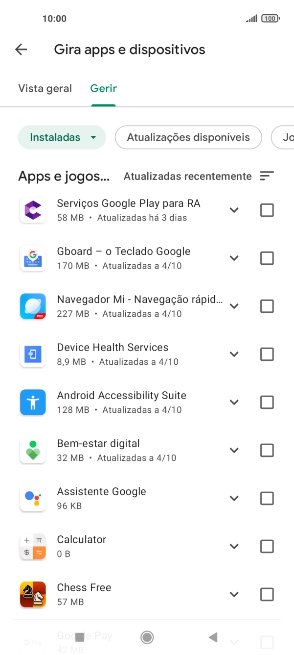 Prima a app pretendida.