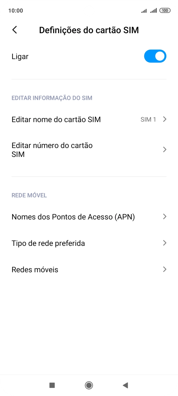 Prima Tipo de rede preferida.